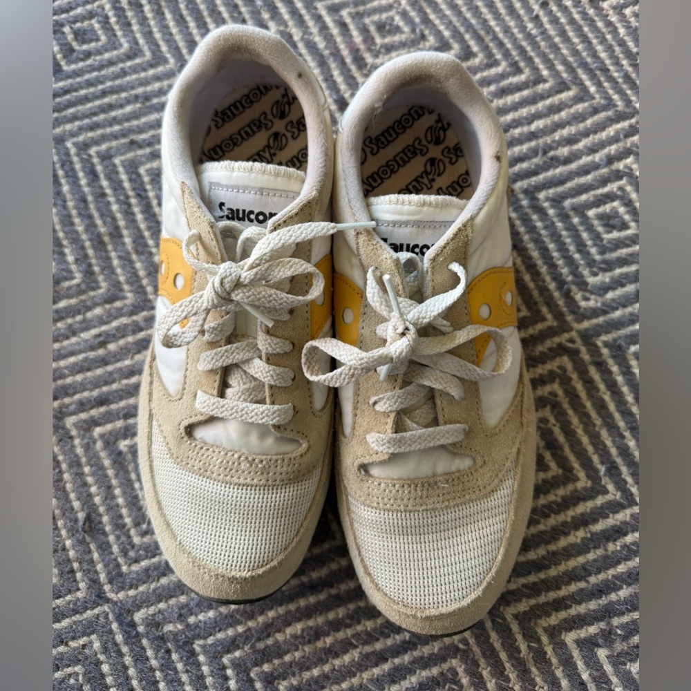 Saucony Jazz Beige and Yellow Retro Sneakers